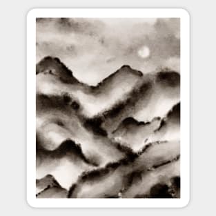 Black and White Wanderlust Foggy Mountains Sticker